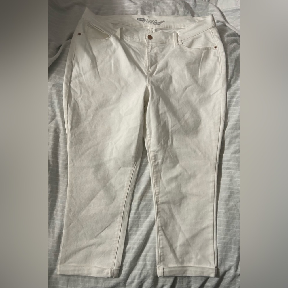 Old Navy Jeans Women's Curvy Fit O.G. Straight White Stretch Denim High Rise 16